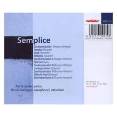 "Aki Rissanen/Robin Verheyen: Semplice" ("") (CD / Album)