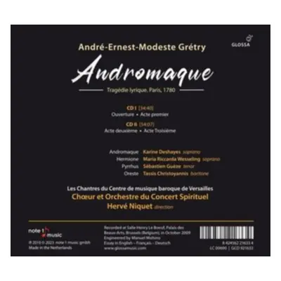 "Andr-Ernest-Modeste Grtry: Andromaque" ("") (CD / Album)