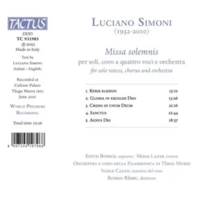 "Luciano Simoni: Missa Solemnis" ("") (CD / Album)