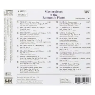 "Masterpieces of the Romantic Piano" ("") (CD / Album)