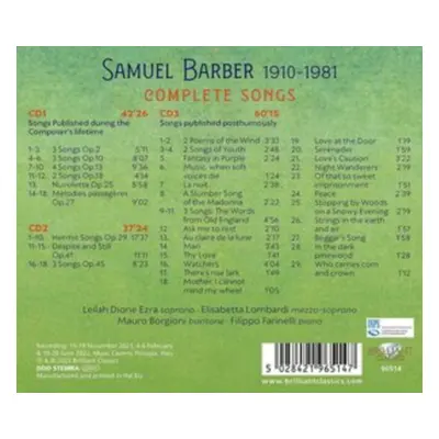 "Samuel Barber: Complete Songs" ("") (CD / Box Set)