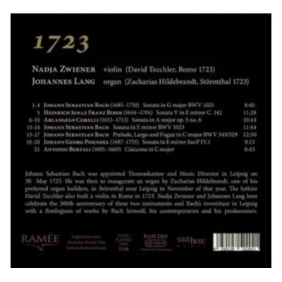 "1723: Bach/Bertali/Biber/Corelli/Pisendel" ("") (CD / Album Digipak)