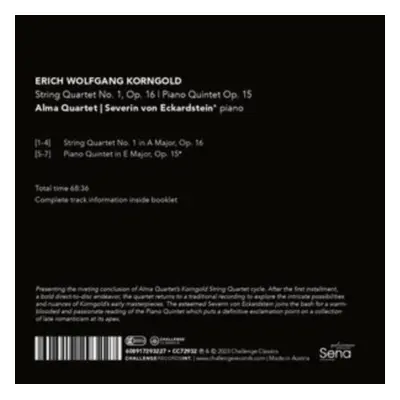 "Erich Wolfgang Korngold: String Quartet No. 1, Op. 16/Piano..." ("") (CD / Album)