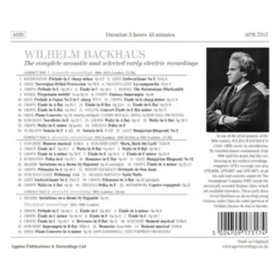 "Wilhelm Backhaus: The Complete Acoustic and Selected Early..." ("") (CD / Box Set)