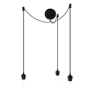 Lámpabúra függeszték Cannonball black cluster 3 Ø 12cm L 2,5 m - UMAGE