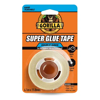 Gorilla SUPER GLUE Tape Kristálytiszta Kétoldalas Ragasztószalag 15,8mm x 6,1m