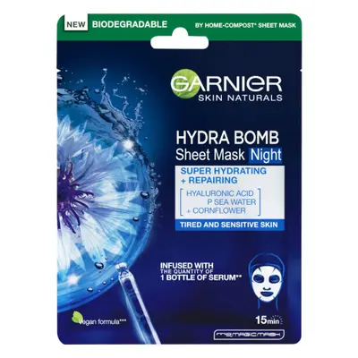 Garnier Skin Naturals Hydra Bomb Tissue Mask Night Night-Time Face Mask tápláló fátyolmaszk éjsz