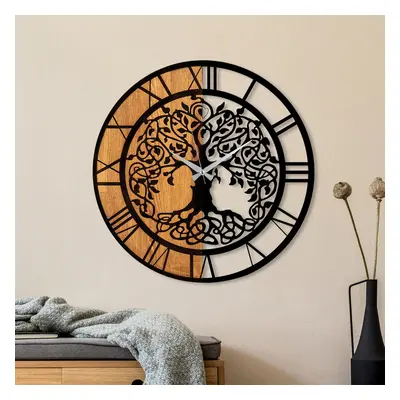 Wooden Clock - 64 Dekoratív fa falióra 56x56 Dió-Fekete