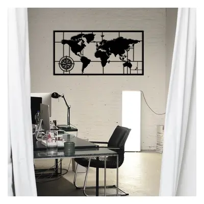 World Map Metal Decor 7 Fali fém dekoráció 121x60 Fekete