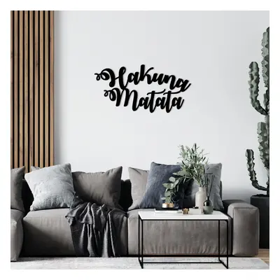 Hakuna Matata Fali fém dekoráció 70x35 Fekete