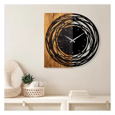 Wooden Clock 39 Dekoratív fa falióra 58x3x58 Dió-Fekete