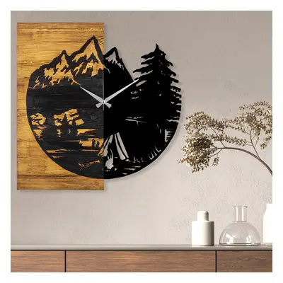 Wooden Clock 19 Dekoratív fa falióra 56x3x58 Dió Fekete