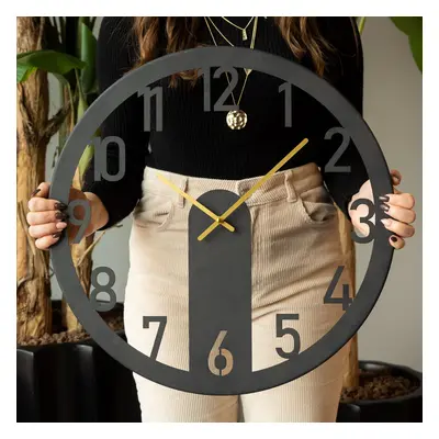 Mood Metal Wall Clock - APS114 - Black Dekoratív fém falióra 48x48 Fekete-Arany