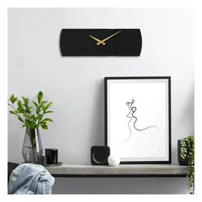 Origami Metal Wall Clock - APS097 Dekoratív fém falióra 49x16 Fekete-Arany