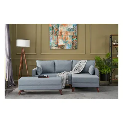 Bella Soft Mini Köşe Right - Blue Sarokkanapé 205x140x85 Kék