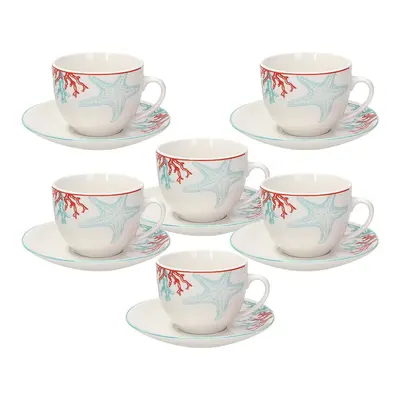 6 csésze készlet tányérral, Metropolis Alyssa, Tognana, 260 ml, porcelán, sokszínű