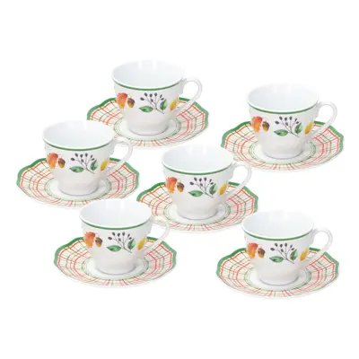 Cappettata Biancospino 6 db Csésze kistányérral, Tognana, 95 ml, porcelán, többszínű