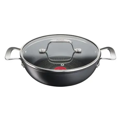 Mély serpenyő fedéllel, Tefal, korlátlan, 26 cm Ø, alumínium / titán / üveg