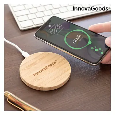 Bambusz vezeték nélküli töltő innovagoods, Ø9.2 cm