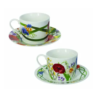 Fiori Di Campo 2 db Teás csésze kistányérral, Brandani, 150 ml, New Bone China porcelán