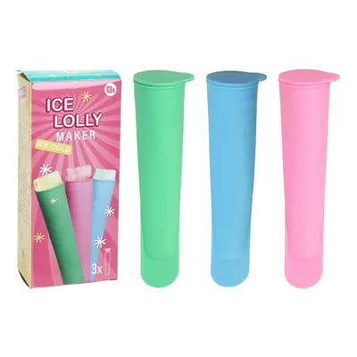 Ice Lollymaker 3 db fagylaltformából álló készlet, 4.2x4.2x19.5 cm, hőre lágyuló gumi, színes