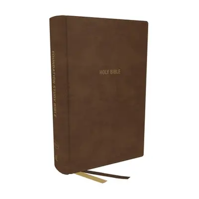 "Kjv, Foundation Study Bible, Large Print, Leathersoft, Brown, Red Letter, Thumb Indexed, Comfor