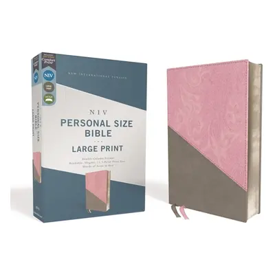 "Niv, Personal Size Bible, Large Print, Leathersoft, Pink/Gray, Red Letter Edition, Comfort Prin