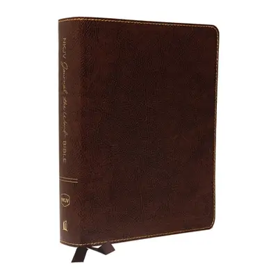 "NKJV, Journal the Word Bible, Large Print, Bonded Leather, Brown, Red Letter Edition: Reflect, 