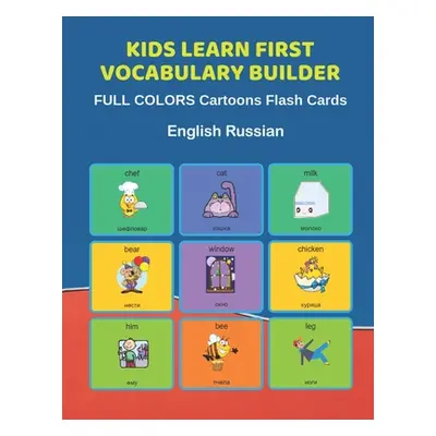 "Kids Learn First Vocabulary Builder FULL COLORS Cartoons Flash Cards English Russian: Easy Babi