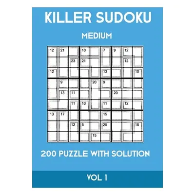 "Killer Sudoku Medium 200 Puzzle WIth Solution Vol 1: Advanced Puzzle Sumdoku Book,9x9, 2 puzzle