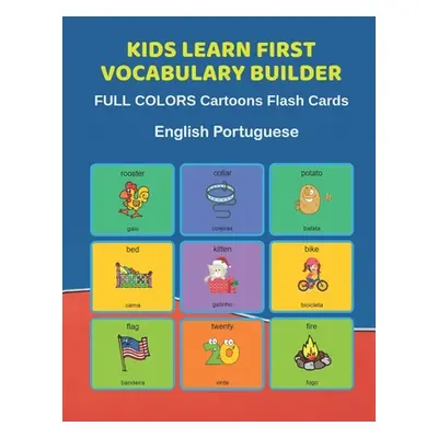 "Kids Learn First Vocabulary Builder FULL COLORS Cartoons Flash Cards English Portuguese: Easy B