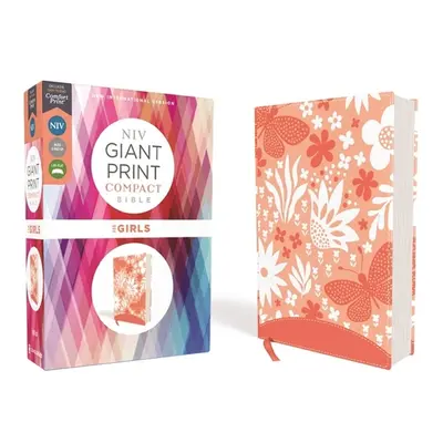 "Niv, Giant Print Compact Bible for Girls, Leathersoft, Coral, Red Letter Edition, Comfort Print