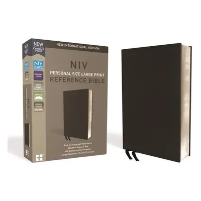 "NIV, Personal Size Reference Bible, Large Print, Premium Leather, Black, Red Letter Edition, Co