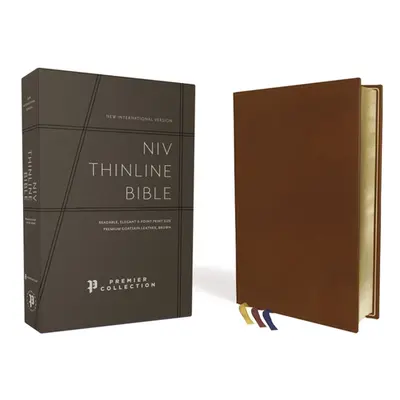 "Niv, Thinline Bible, Premium Goatskin Leather, Brown, Premier Collection, Black Letter, Art Gil