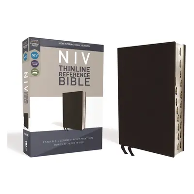 "NIV, Thinline Reference Bible, Bonded Leather, Black, Red Letter Edition, Indexed, Comfort Prin