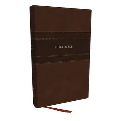 "NKJV Personal Size Large Print Bible with 43,000 Cross References, Brown Leathersoft, Red Lette