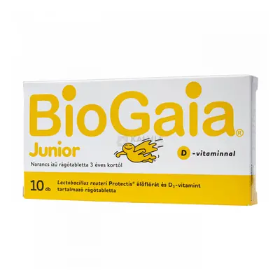 BioGaia Junior + D-vitamin étrend-kiegészítő rágótabletta 10 db