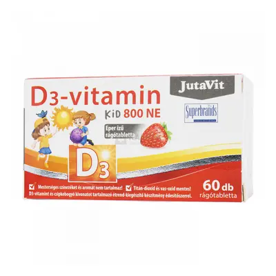 JutaVit D3-vitamin Kid 800 NE 20 mcg eper ízű rágótabletta 60 db