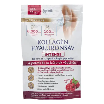 Interherb Kollagén Hyaluronsav Intense italpor málna ízű 300 g