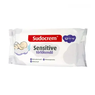 Sudocrem sensitive krémes törlőkendő 55 db