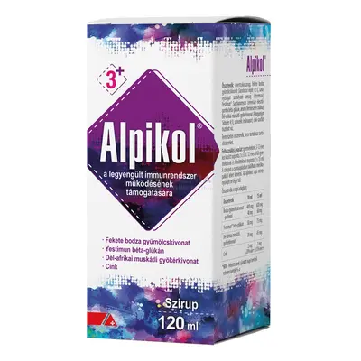 Alpikol gyögynövény + cink málna ízű szirup 120 ml