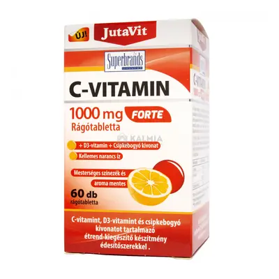 JutaVit C-vitamin 1000 mg Forte rágótabletta +D3-vitamin +csipkebogyó kivonat 60 db