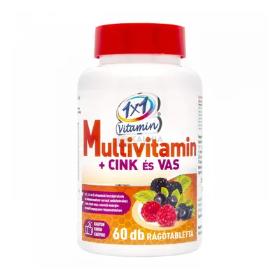 1x1 Vitamin multivitamin +Cink +Vas erdei gyümölcs ízű rágótabletta 60 db