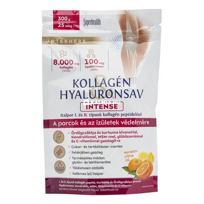 Interherb Kollagén Hyaluronsav Intense italpor narancs-citrus ízű 300 g