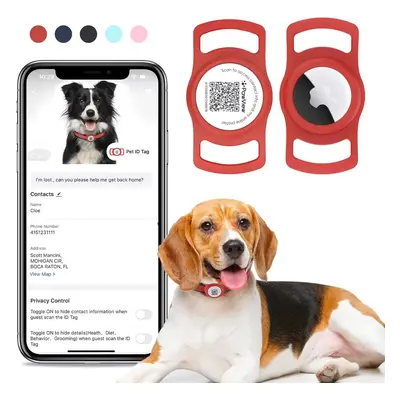 PawView Smart TAG Airtag tartóval intelligens címke kutyáknak - piros