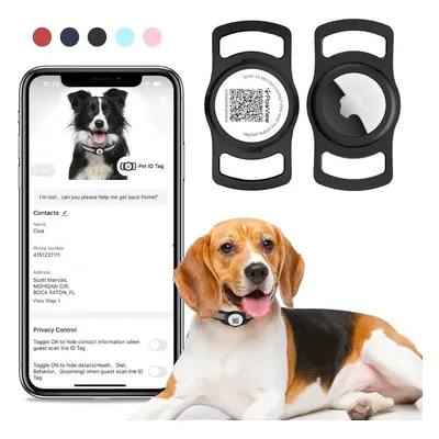 PawView Smart TAG Airtag tartóval intelligens címke kutyáknak - fekete