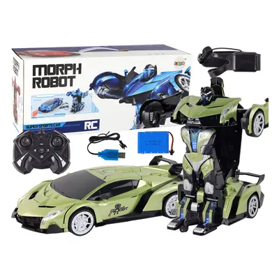 Car Robot Transformers 2 az 1-ben távirányító RC 1:10 zöld