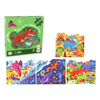 Puzzle World of Dinosaurs 4 az 1-ben dinoszauruszok 4 kép 73 darab