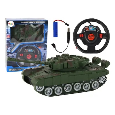 Tank R/C távirányító fénnyel és hanggal, zöld 1:18 27MHz