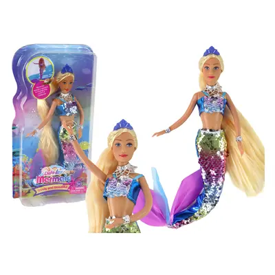 Mermaid Doll Kék Hosszú Szőke Haj Mermaid Tail Flitterek